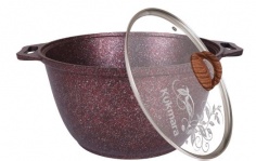 Saucepan 3L with non-stick coating with with glass LID (Red)