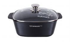 SQUARE SAUCEPAN 5,5L WITH NON-STICK COATING, WITH GLASS LID