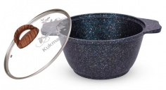Saucepan 1L with non-stick coating with with glass LID (Blue)