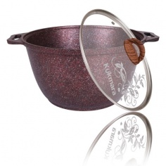 Saucepan 6L with non-stick coating with with glass LID (Red)