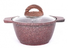 Saucepan 1L with non-stick coating with with glass LID (Red)