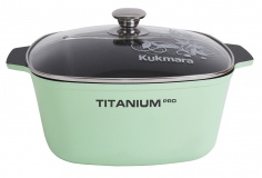 SQUARE SAUCEPAN 6,5L WITH NON-STICK COATING, WITH GLASS LID (Green)