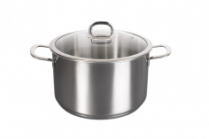 Stainless steel pan 6L with glass lid, Safia line